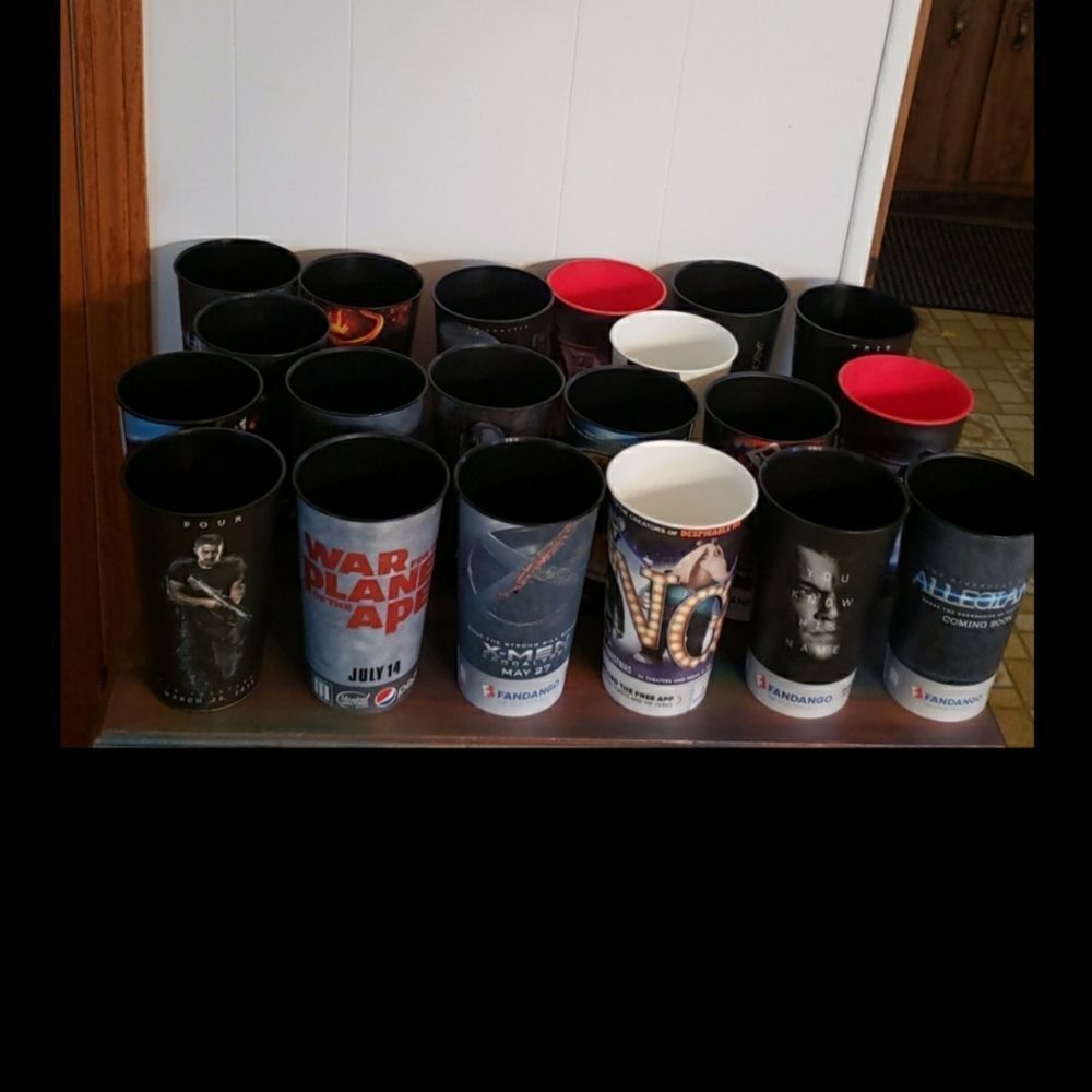Lot of 20 Movie Theater Large Plastic Drink Cups Depicting Various Movies